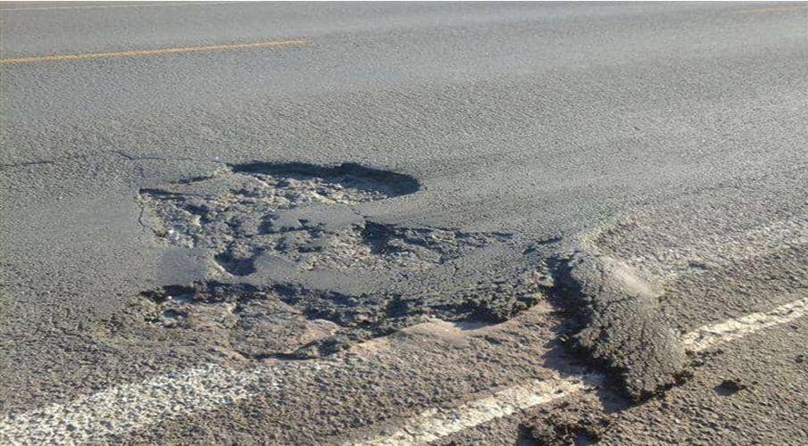 Buraco em um trecho relativo ao pedágio de Venâncio Aires