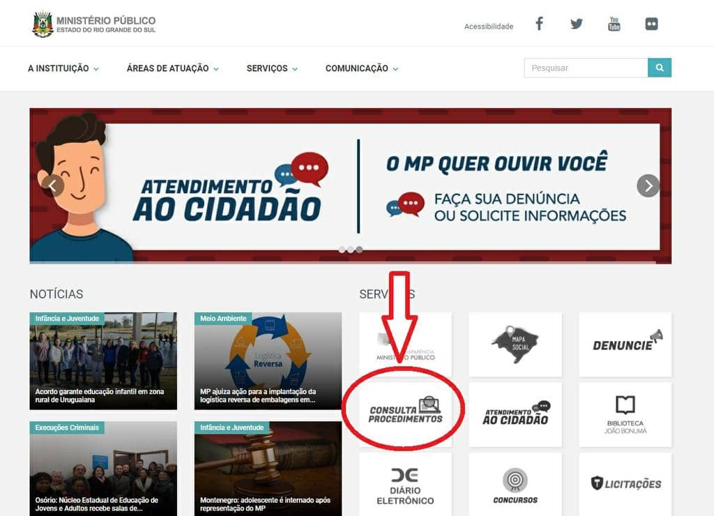Acesso é feito no local apontado em vermelho