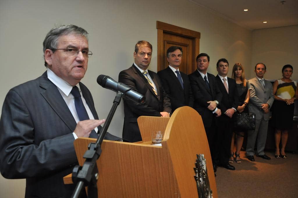 José Barrôco de Vasconcellos durante seu discurso de posse