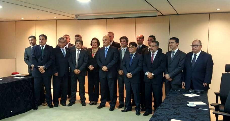 Marcelo Dornelles e demais PGJs com Ministro Alexandre de Moraes (C, de gravata azul)
