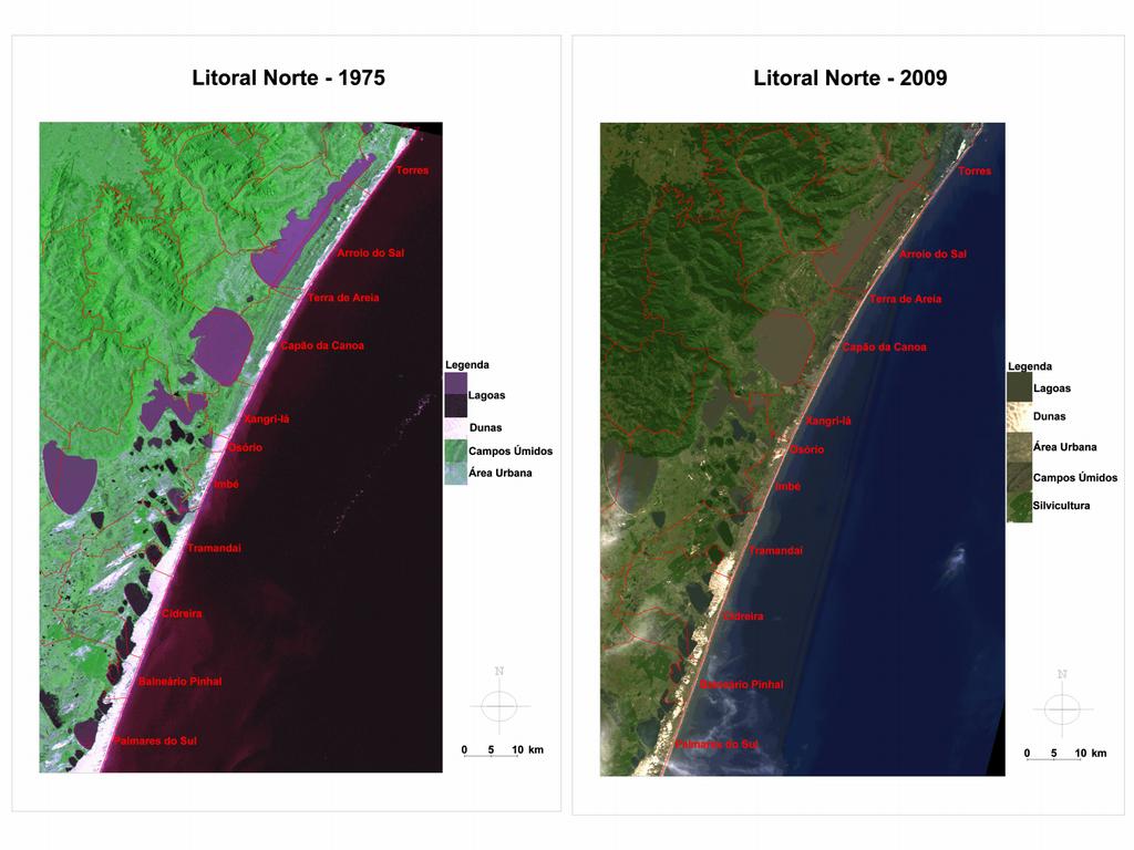 Foto de satélite demonstra avanço da urbanização nos últimos 30 anos no Litoral