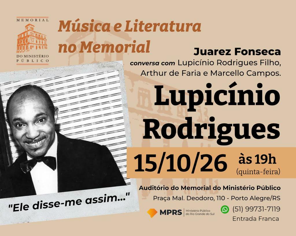 Legado de Lupicínio Rodrigues será tema de encontro no Memorial do MPRS