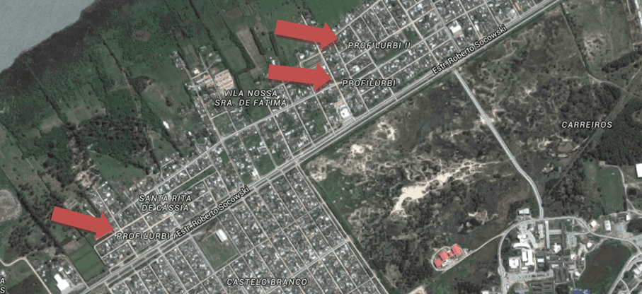 Imagem aérea que mostra a localização do bairro Profilurb