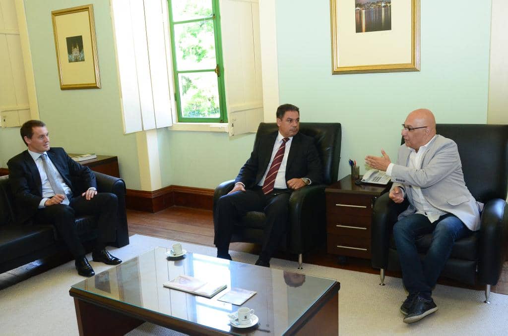 Fabiano Dallazen, Marcelo Dornelles e Victor Hugo durante audiência no Palácio do MP