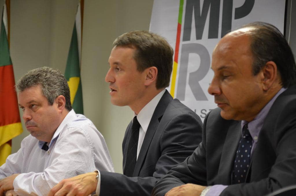 Alcindo, Dallazen e Rockenbach durante coletiva de Imprensa